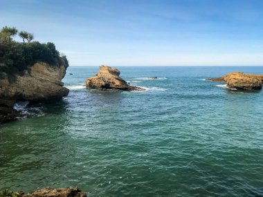 Seaside and beach of the city of Biarritz, France