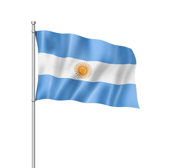 Argentinien Flagge Dreidimensionale Darstellung Isoliert Auf Weiß — Stockfoto