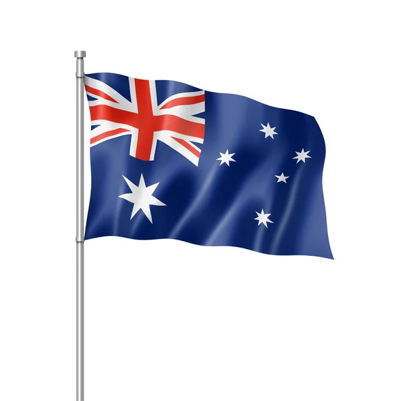 Australische Flagge Dreidimensionale Darstellung Isoliert Auf Weiß — Stockfoto