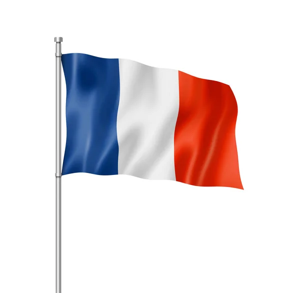 Frankrike Flagga Tre Dimensionell Render Isolerad Vit — Stockfoto