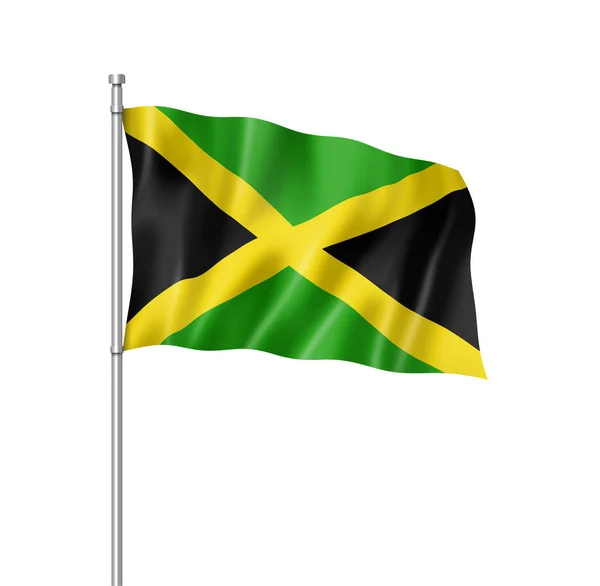 Σημαία Τζαμάικα Τριών Διαστάσεων Καθιστούν Απομονώνονται Λευκό — Φωτογραφία Αρχείου