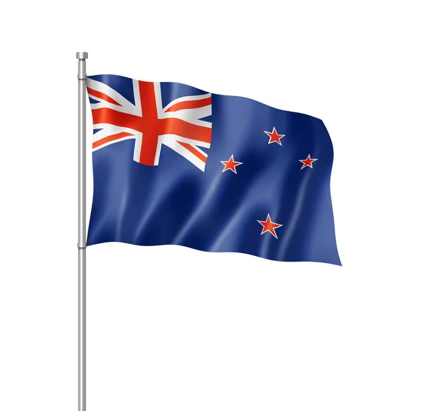 Bandeira Nova Zelândia Renderização Tridimensional Isolada Branco — Fotografia de Stock