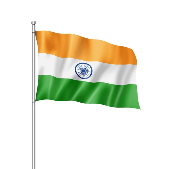 Indien Flagge Dreidimensionale Darstellung Isoliert Auf Weiß — Stockfoto