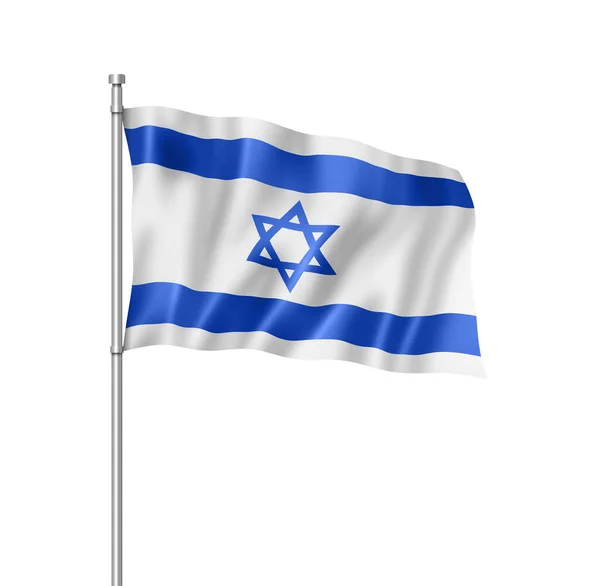 Israels Flagga Tre Dimensionell Render Isolerad Vit — Stockfoto