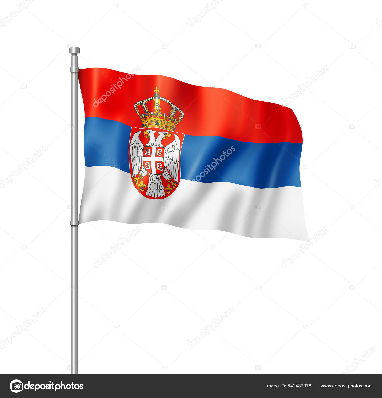 Bandera Serbia Representación Tridimensional Aislada Blanco — Foto de stock  #542487078 © daboost, image size:1600x1664