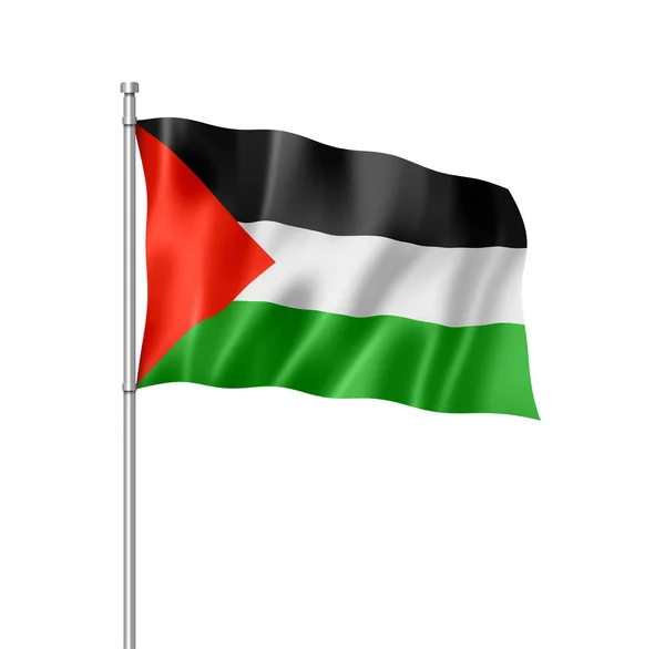 Bandeira Palestina Renderização Tridimensional Isolada Branco — Fotografia de Stock