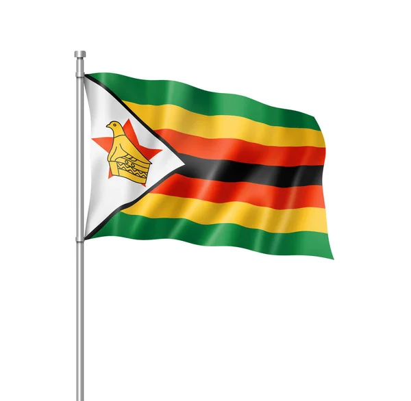 Vlajka Zimbabwe Tří Dimenzionální Vykreslování Izolované Bílém — Stock fotografie