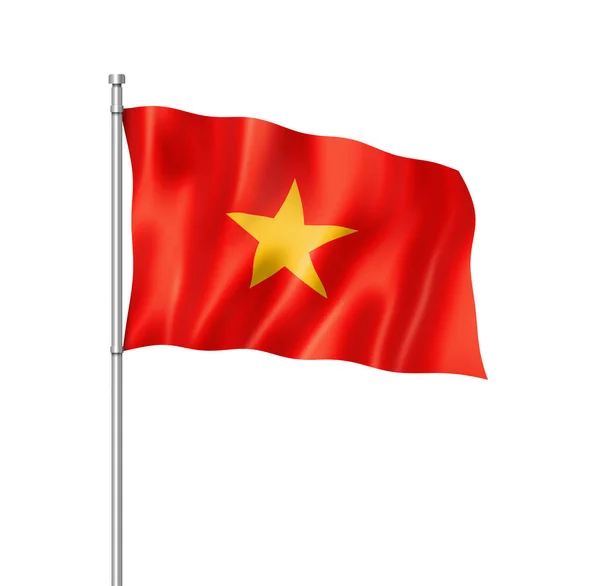 Vietnam Flagga Tre Dimensionell Render Isolerad Vit — Stockfoto