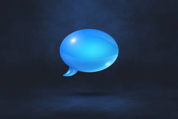 Modrá Řeč Bublina Izolované Černém Pozadí — Stock fotografie