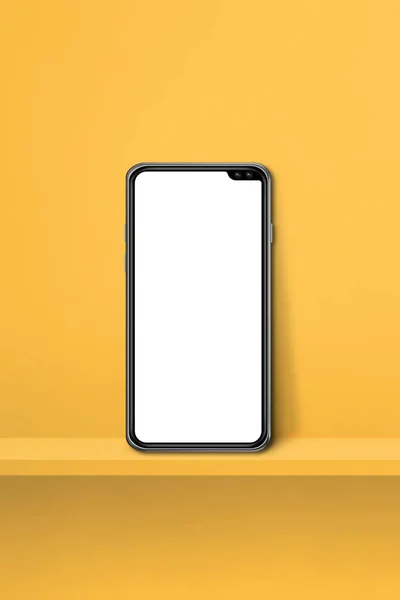 Mobiele Telefoon Gele Wandplank Verticale Achtergrond Illustratie — Stockfoto