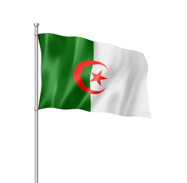 Algéria Zászló Három Dimenziós Render Elszigetelt Fehér — Stock Fotó