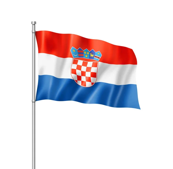 Bandera Croacia Representación Tridimensional Aislada Blanco — Foto de Stock