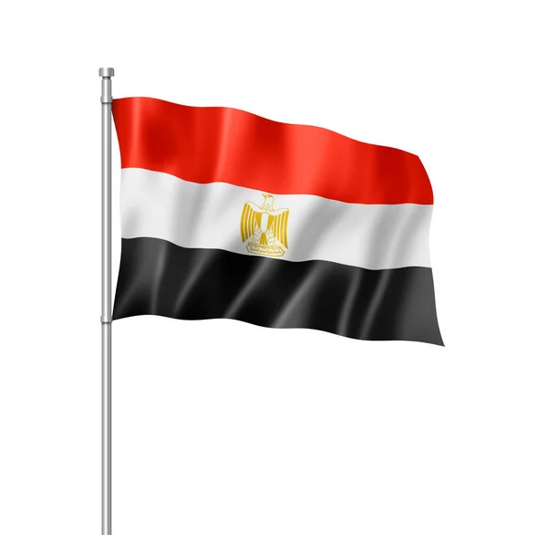 埃及国旗 三维渲染 孤立在白色 — 图库照片