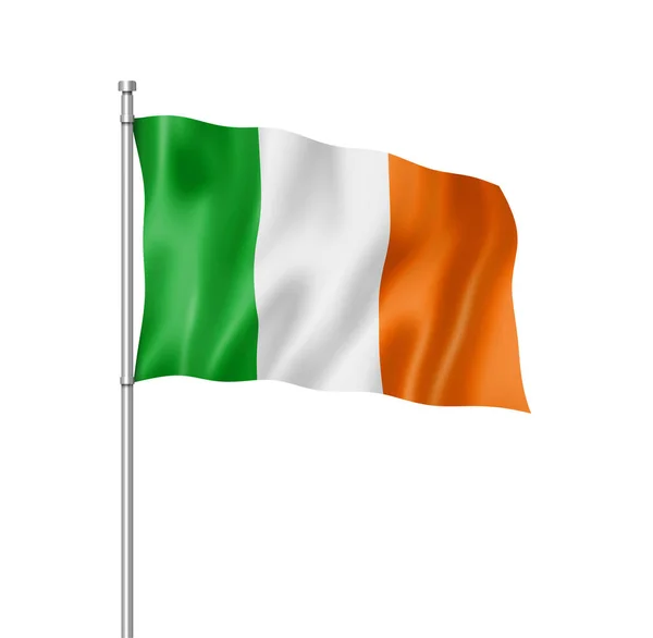 Vlag Van Ierland Drie Dimensionale Render Geïsoleerd Wit — Stockfoto