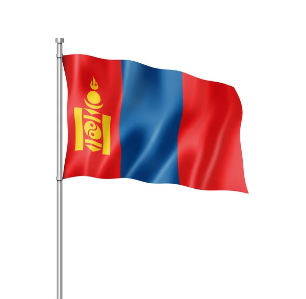 Mongolia Flag Three Dimensional Render Isolated White — Stock Photo, Image