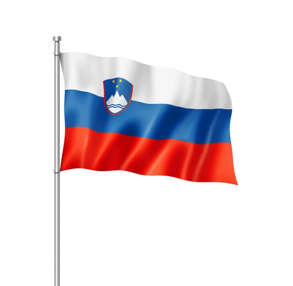 Прапор Словенії Три Мірних Візуалізації Ізольовані Білому — стокове фото