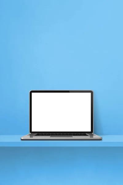 Laptop Computer Blauen Regal Vertikaler Hintergrund Illustration — Stockfoto