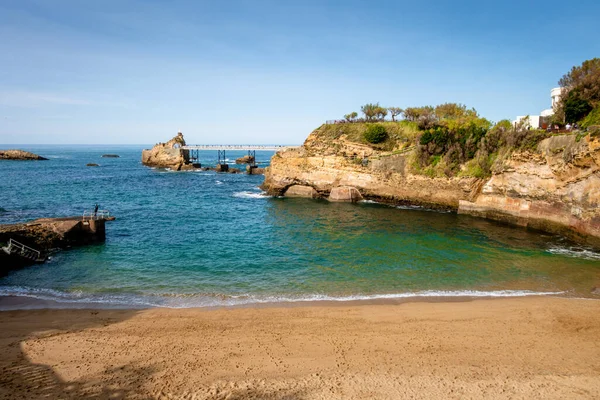 Βράχος Της Παρθένου Και Της Παραλίας Πόλη Biarritz Γαλλία — Φωτογραφία Αρχείου
