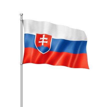 Slovakya bayrak, üç boyutlu render, üzerinde beyaz izole