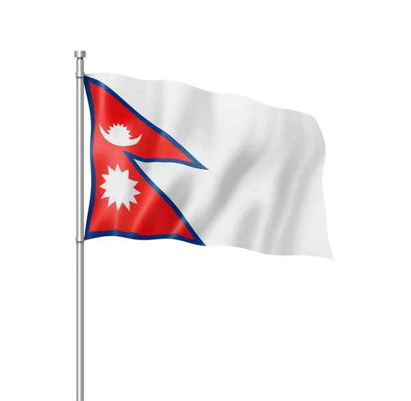 Vlag Van Nepal Drie Dimensionale Render Geïsoleerd Wit — Stockfoto