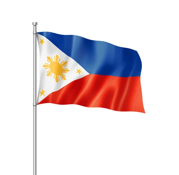 Φιλιππίνες Σημαία Τριών Διαστάσεων Καθιστούν Απομονώνονται Λευκό — Φωτογραφία Αρχείου
