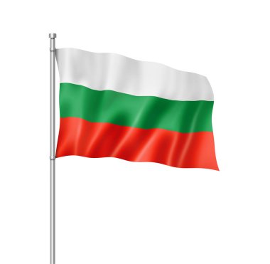 Bulgaristan bayrağı, üzerinde beyaz izole üç boyutlu render