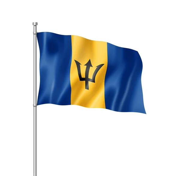 Barbados Flag Three Dimensional Render Isolated White — Stock Photo, Image