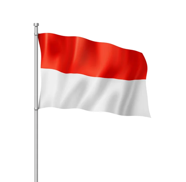 Flaga Indonezji Trzy Wymiarowe Render Białym Tle — Zdjęcie stockowe