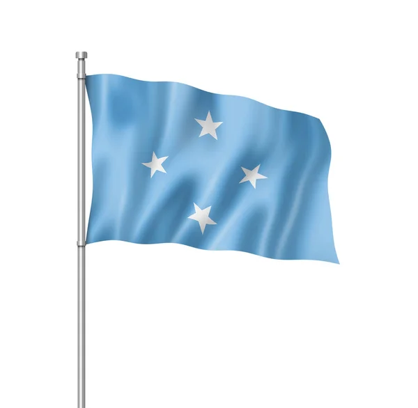 Flaga Mikronezji Trzy Wymiarowe Render Białym Tle — Zdjęcie stockowe