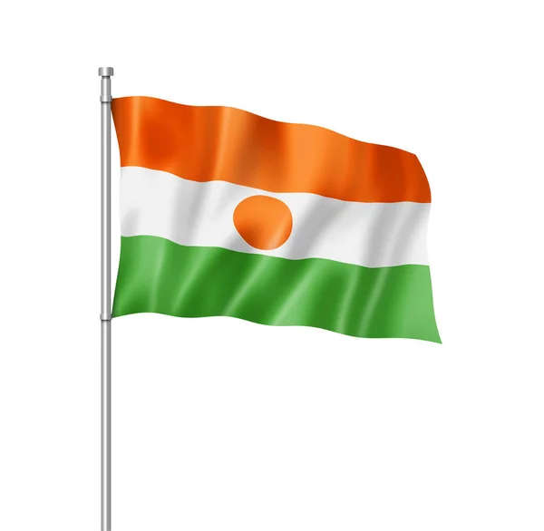 Niger Flag Dreidimensionale Darstellung Isoliert Auf Weiß — Stockfoto