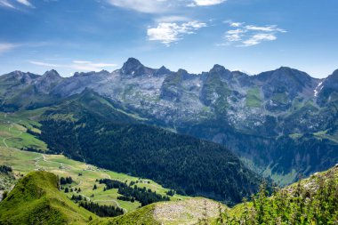 Grand-Bornand 'daki dağ manzarası, Haute-savoie, Fransa