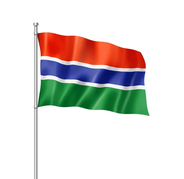 Γκάμπια Σημαία Τριών Διαστάσεων Καθιστούν Απομονώνονται Λευκό — Φωτογραφία Αρχείου