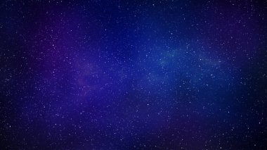 Gece mavisi gökyüzü yatay arkaplan. Sonsuz evrenin 3D çizimi
