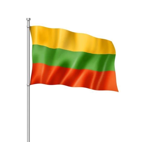 Прапор Литви Три Мірних Візуалізації Ізольовані Білому — стокове фото