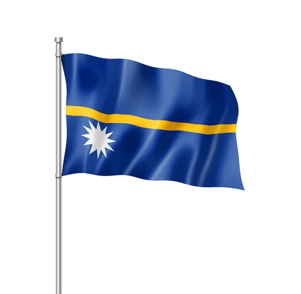 Flaga Nauru Trzy Wymiarowe Render Białym Tle — Zdjęcie stockowe