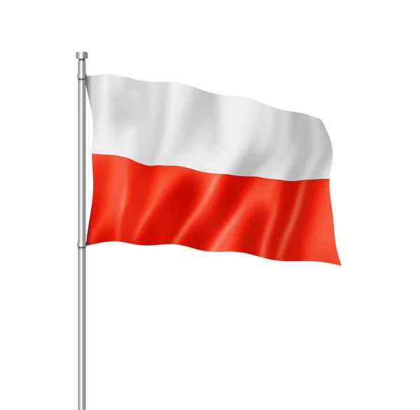 Polen Flagga Tre Dimensionell Render Isolerad Vit — Stockfoto