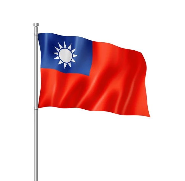 Bandeira Taiwan Renderização Tridimensional Isolada Branco — Fotografia de Stock