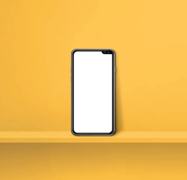 Мобільний Телефон Жовтій Полиці Стін Квадратний Фон Ілюстрації — стокове фото