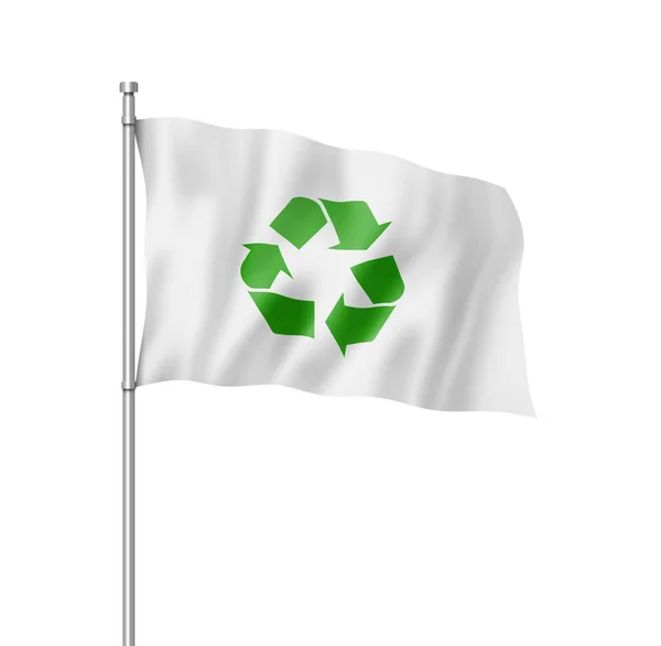 Recycling Symbol Flag Three Dimensional Render Isolated White — Stock Photo, Image