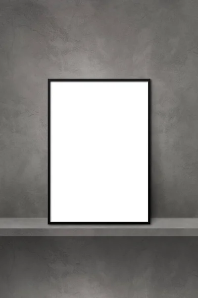 Black Picture Frame Leaning Grey Shelf Illustration Blank Mockup Template — Foto Stock