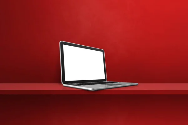 Laptopcomputer Rode Achtergrond Illustratie — Stockfoto