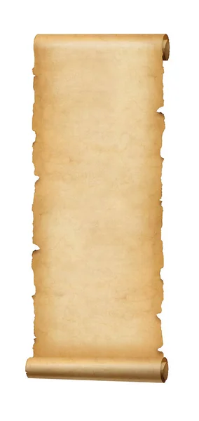Старий Паперовий Вертикальний Банер Пергаментний Прокрутка Ізольовано Білому Тлі — стокове фото