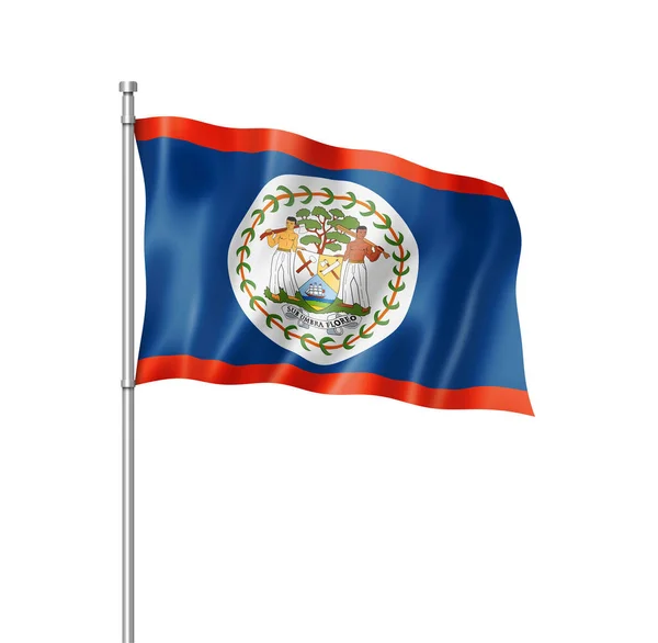 Flaga Belize Trzy Wymiarowe Render Białym Tle — Zdjęcie stockowe
