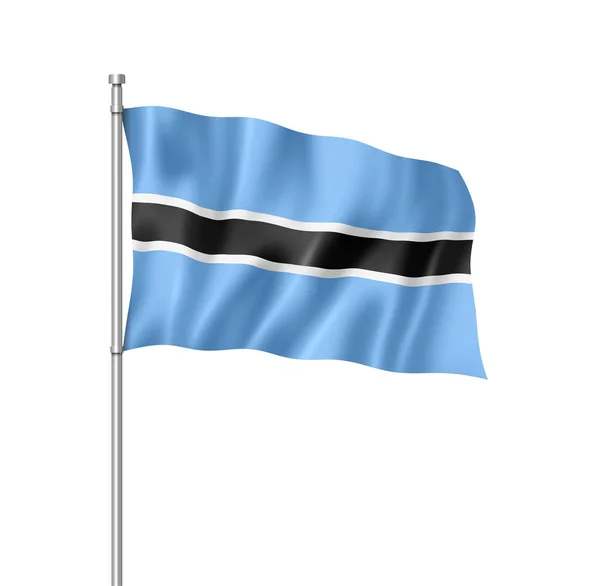 Bandiera Botswana Resa Tridimensionale Isolata Bianco — Foto Stock