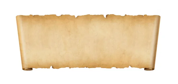 Old Paper Horizontal Banner Parchment Scroll Isolated White Background — 图库照片