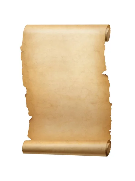 Старый Средневековый Лист Бумаги Пергаментный Свиток Изолирован Белом Фоне — стоковое фото