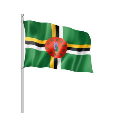 Dominika bayrak, üç boyutlu render, üzerinde beyaz izole