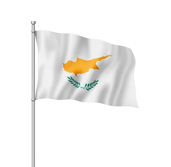 Kyperská Vlajka Tří Dimenzionální Vykreslování Izolované Bílém — Stock fotografie