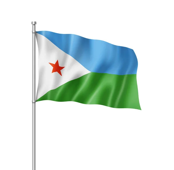 Cibuti Bayrağı Üzerinde Beyaz Izole Boyutlu Render — Stok fotoğraf