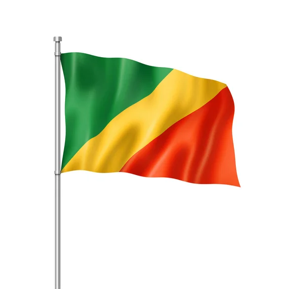 Republiken Kongos Flagga Tre Dimensionell Render Isolerad Vit — Stockfoto